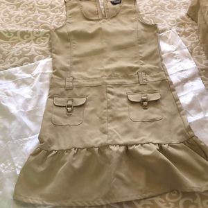 NWT Girls tan pinafore school uniform sz 14